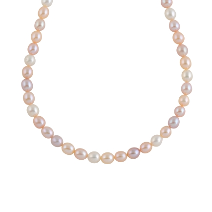 Elegant Peach Color Pearl Necklace Set