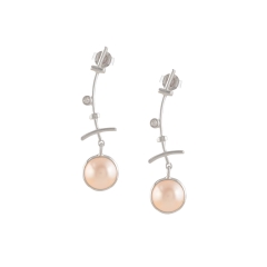 Branched Pearls Earrings in Silver Finish