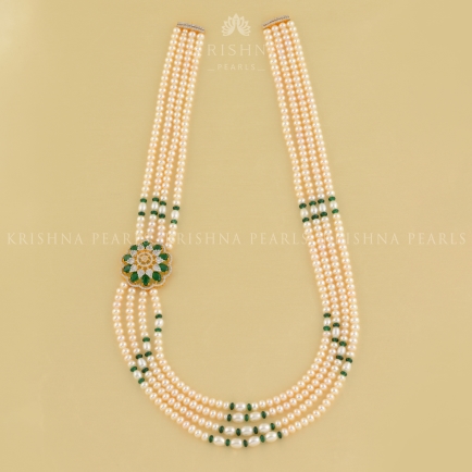 Pearl Long Haram Set in Floral Motif