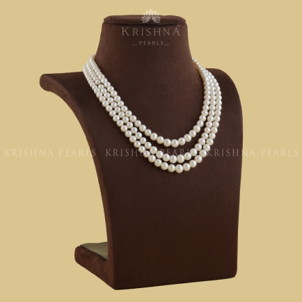 Classic Three Line Pearl  Necklace