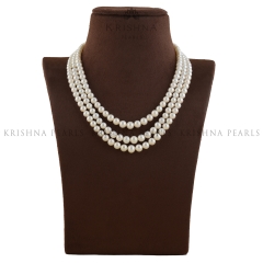 Classic Three Line Pearl  Necklace