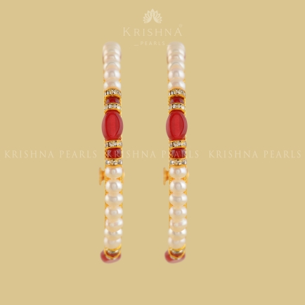 Classic  Pearl Bangles in Red Elegance