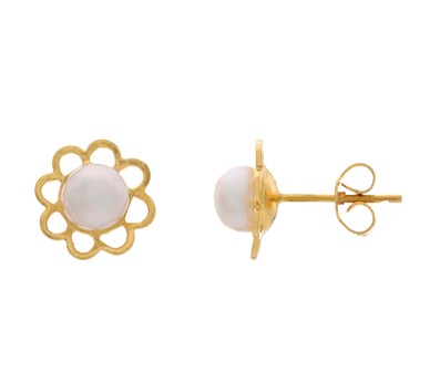 Gold Pearl  Flower Studs | GTWS135P