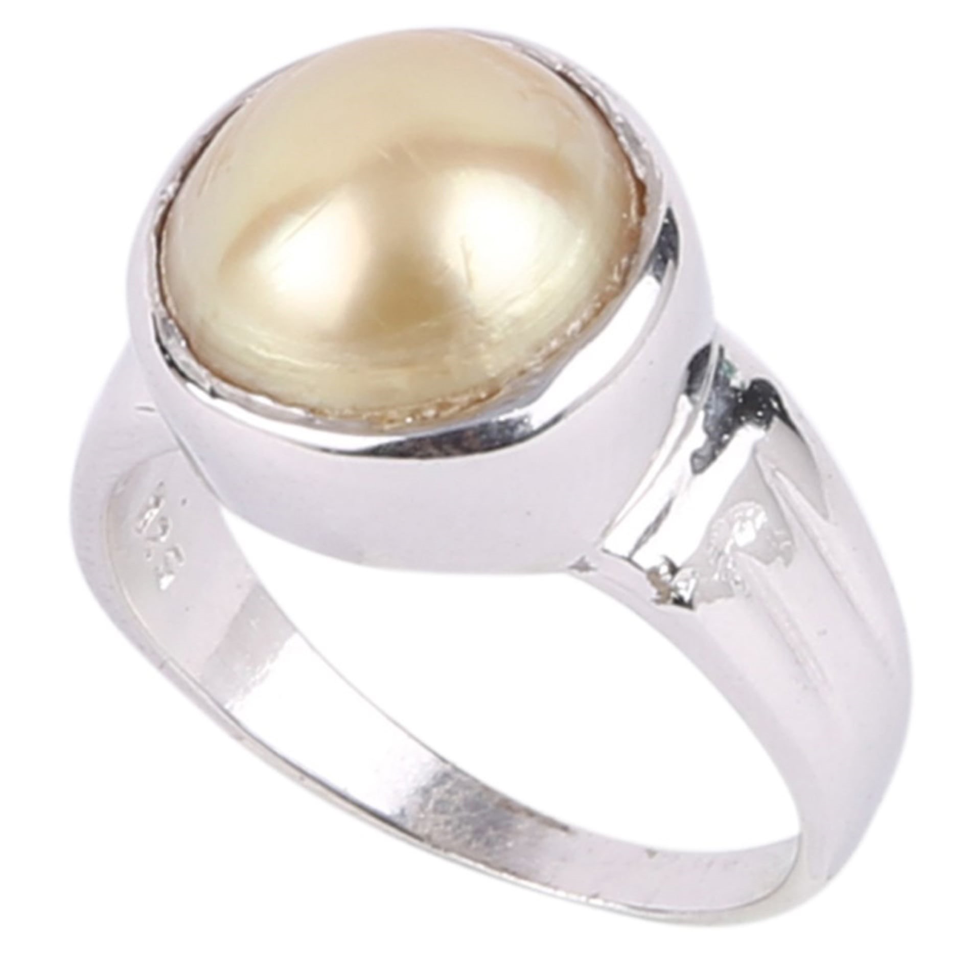 Natural White-Pearl- stone-Sterling Silver-Adjustable Ring 2.25 to 9.2 –  Shaligrams