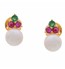 Emerald+Ruby Gold Pearl Studs | GTPS292P