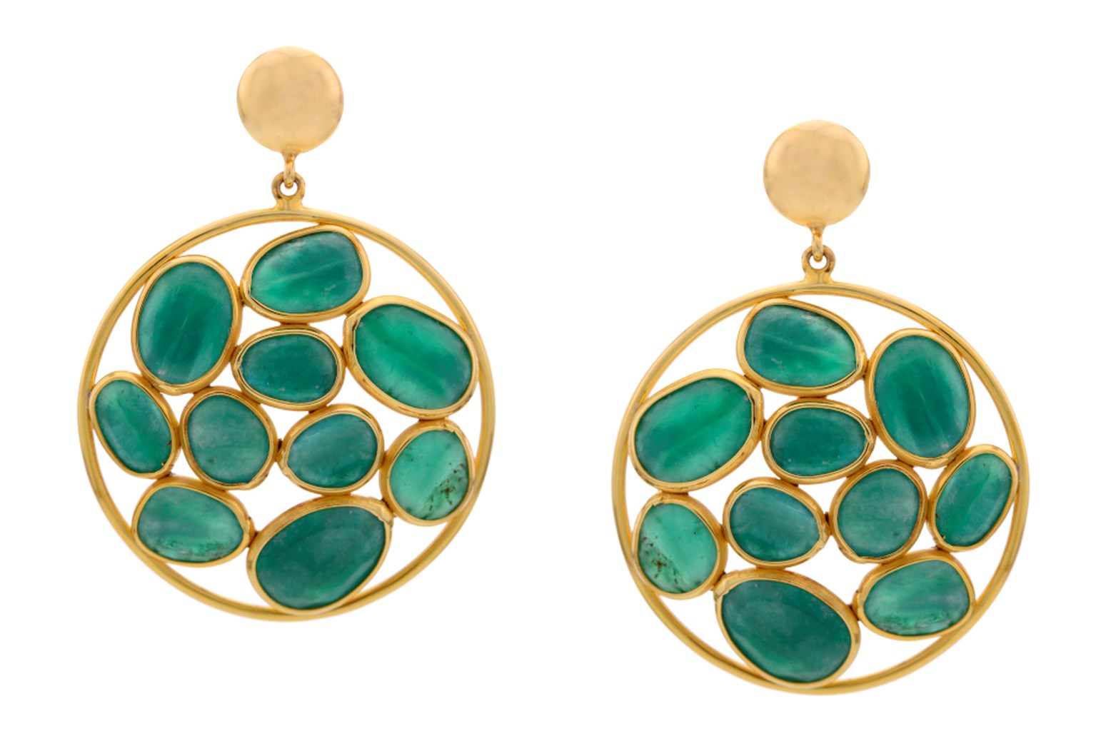 Buy Emerald Studded Round Drop Earrings online