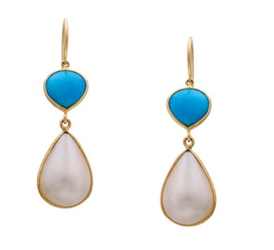 Turquoise Pear Double Drop Earrings
