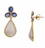 Blue Sapphire & Mother Of Pearl Drop Hanging Earrings