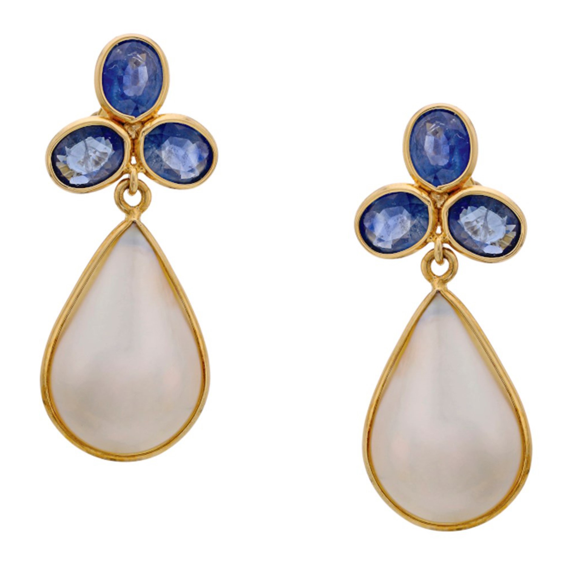 Sapphire Pearl Earrings in Gold Plated Silver ER 515
