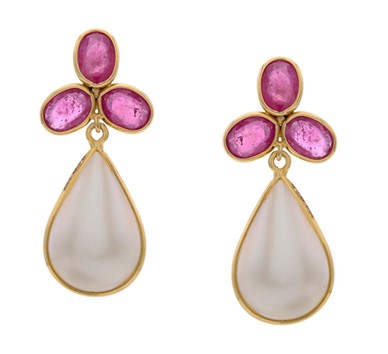 Ruby & Pearl Hanging Earrings