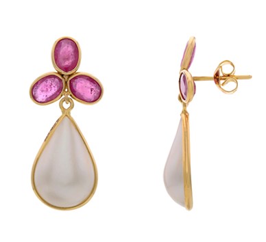 Ruby & Pearl Hanging Earrings