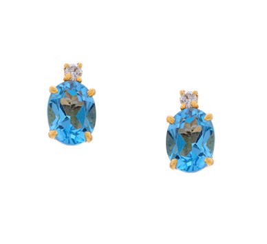 Diamond & Blue Topaz Studs Earrings