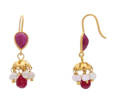 Classic Ruby & Pearls Jhumkas