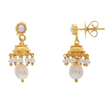 Gold Pearls Jhumkas Design | GTJH766