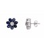 Blue Sapphire & Diamond Flower Shaped Studs