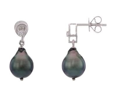 Pearl & Diamond Pear Drop Earrings