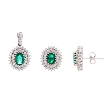 Emerald & Diamonds Sunlit Stud Earrings & Pendant