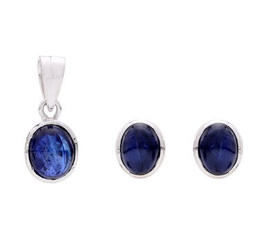 Blue Sapphire Berry Earrings & Pendant