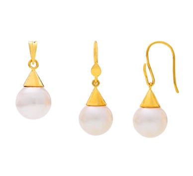 Pearl Umbrella Drop Earrings & Pendant