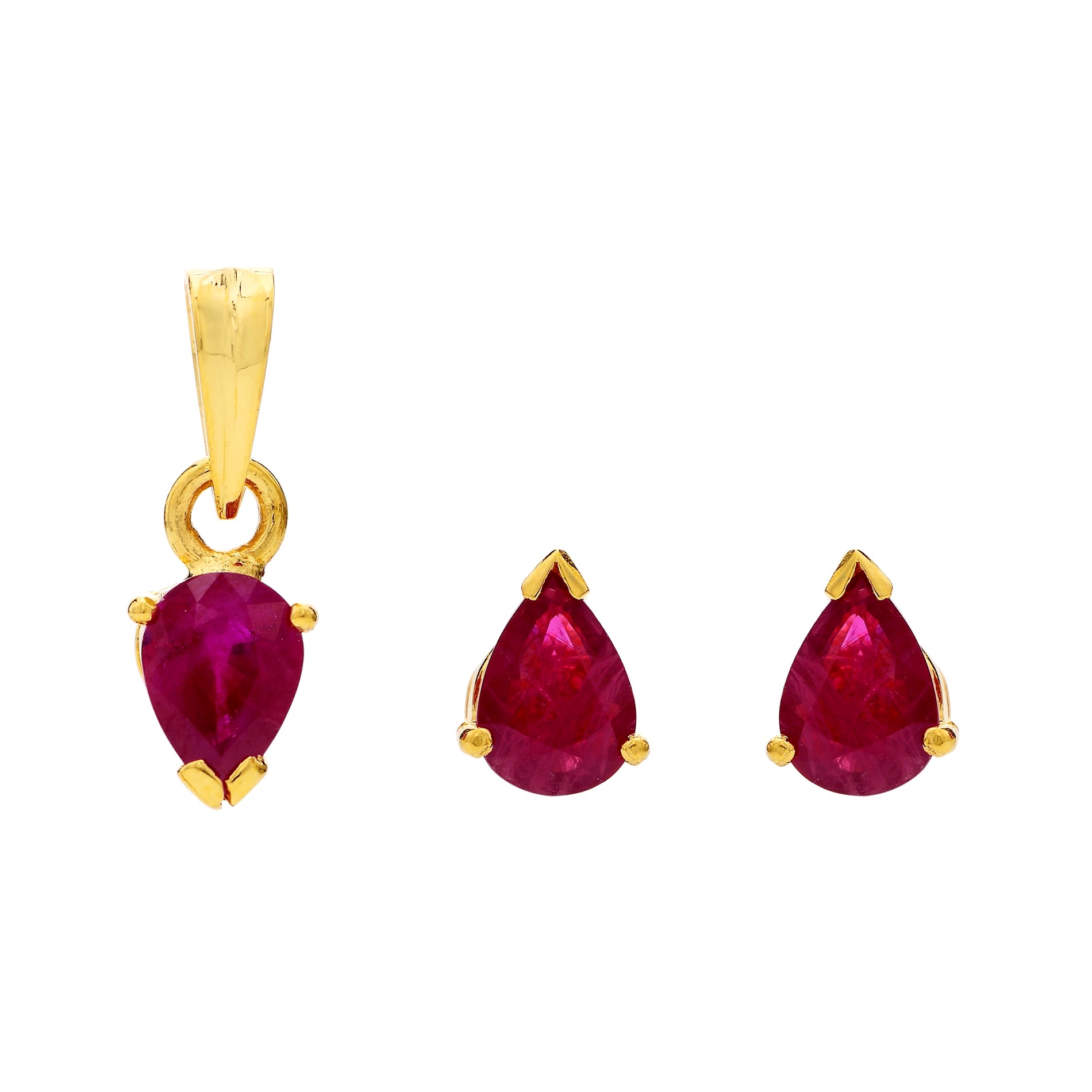 Buy Ruby Pear Shaped Stud Earrings & Pendant online