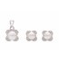 Pearl & Diamond Four-Petal Flower Earrings & Pendant