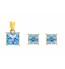 Blue Topaz Square Stud Earrings & Pendant