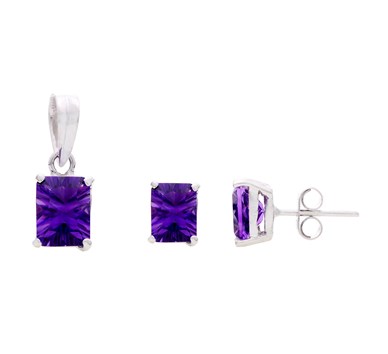 Bold Amethyst Stud Earrings & Pendant