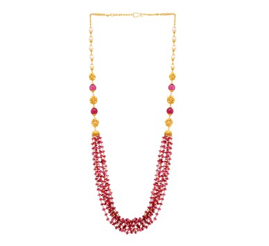 Multi Strand Ruby & Pearl Necklace