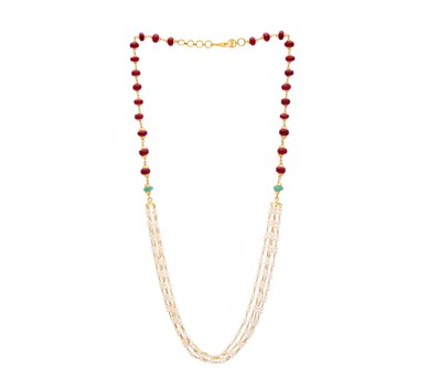 Pearl, Ruby & Emerald Beaded Multi-Strand Necklace