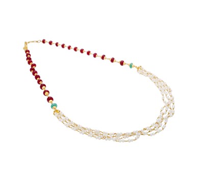 Pearl, Ruby & Emerald Beaded Multi-Strand Necklace