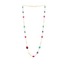 Multi-Colour Ruby, Emerald & Sapphire Pebble Necklace