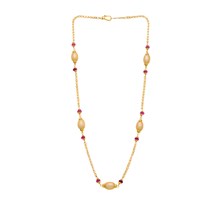 Oval Ruby & Pearl Pebble Necklace