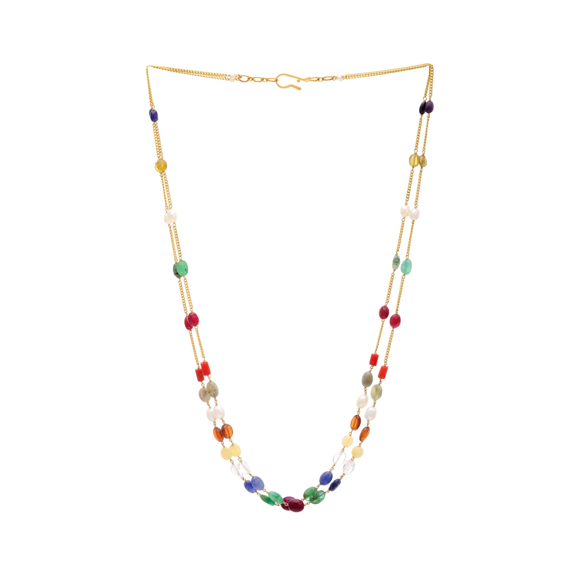 Buy Double-Strand Navaratna Bead Necklace | Krishna Jewellers