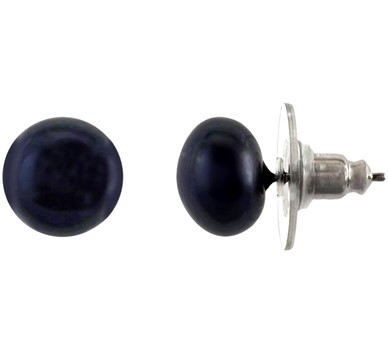 Black Button Stud Earrings