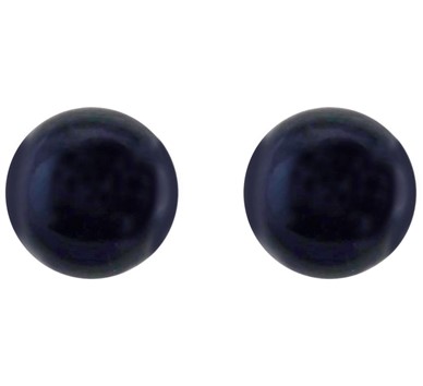 Black Button Stud Earrings