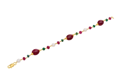 Ruby & Pearl Pebble Bracelet