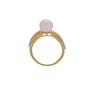 Pearl & Diamonds Gold Finger Ring