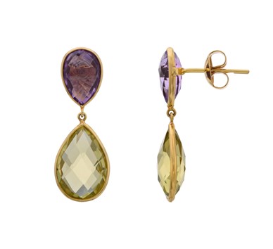 Amethyst & Topaz Drop Shaped Earrings