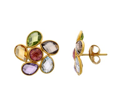 Tourmaline Flower Shaped Stud Earrings