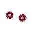 Ruby & Diamond Flower Shaped Studs Earrings