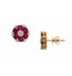 Ruby & Diamond Flower Shaped Studs Earrings