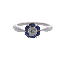 Blue Sapphire & Diamonds Floral Finger Ring