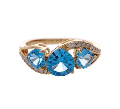 Blue Topaz & Diamond Finger Ring