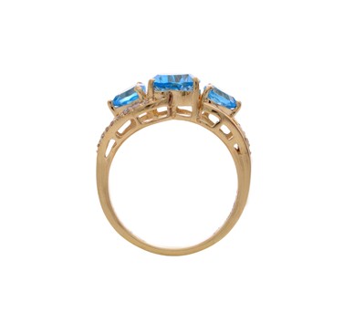 Blue Topaz & Diamond Finger Ring