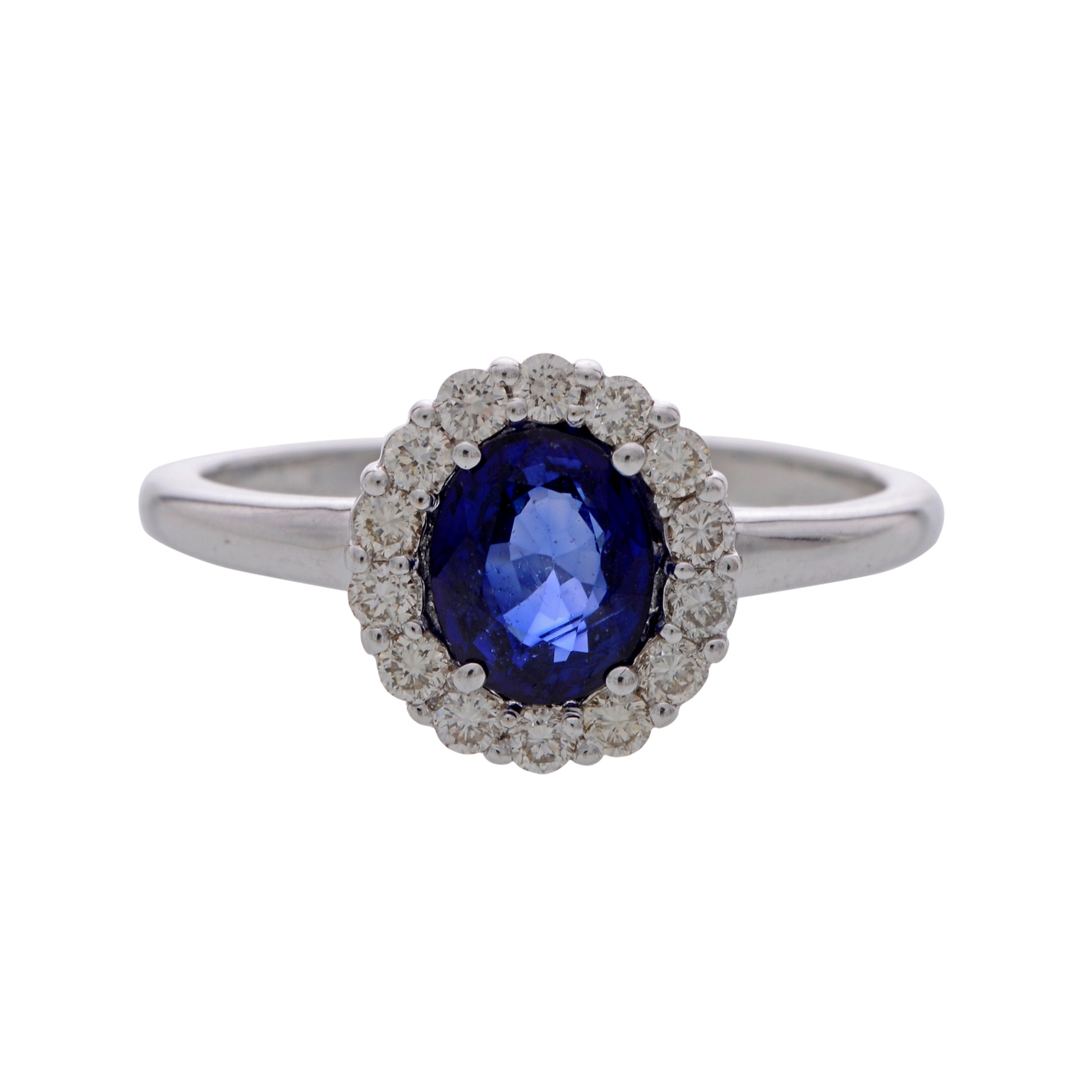 Buy Oval Blue Sapphire & Diamonds Finger Ring Online | KPJ
