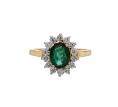Buy oval Emerald & Diamonds Finger ring with one stone online