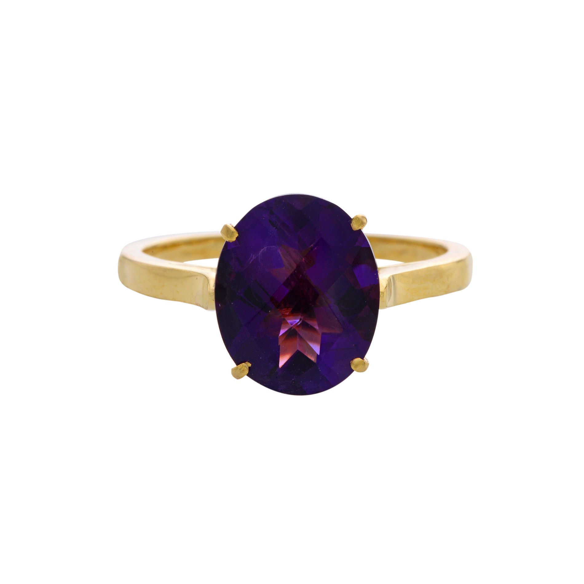 Vintage Amethyst 9ct Gold Ring, Large Rectangle Cut Purple Gemstone, 9k  Circa 1960s. - Addy's Vintage