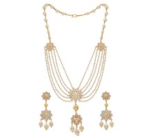 Pearl & Stone Gold Necklace Set-GSPS812