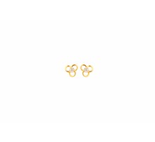Gold with Diamond stud Tripetal Floral earrings