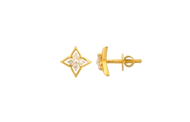 Gold with Diamond stud earrings